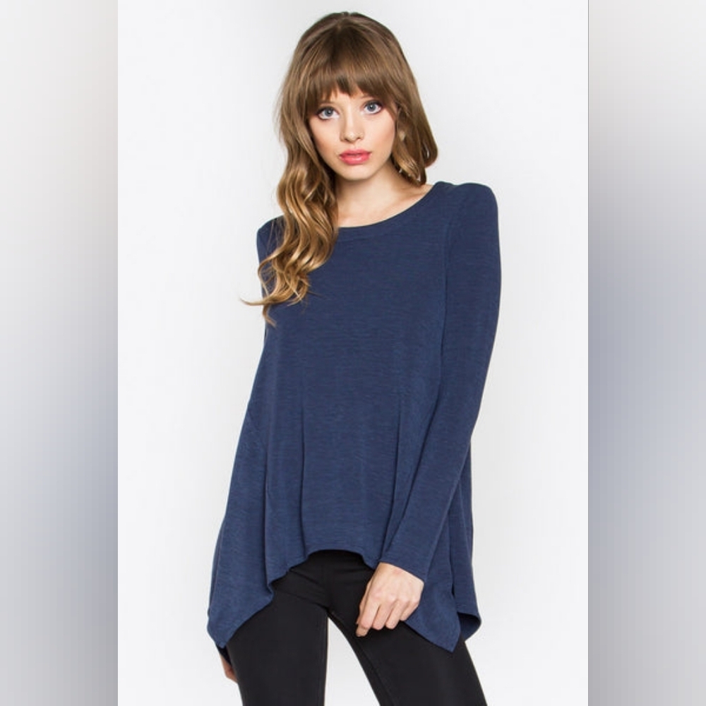 Eileen Fisher Blue Round Neck Tunic Sweater Size Small